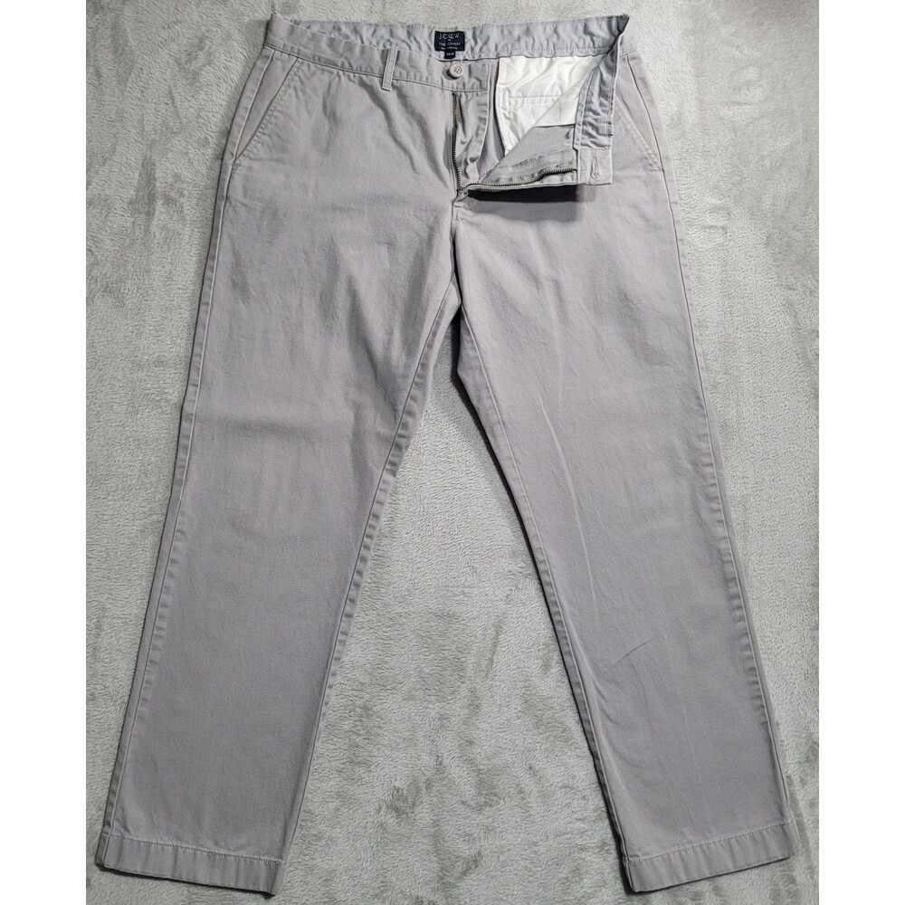 J.Crew Sutton Chino Pants Mens 33x30 Gray Slim Straight Flat Front Cotton Canvas